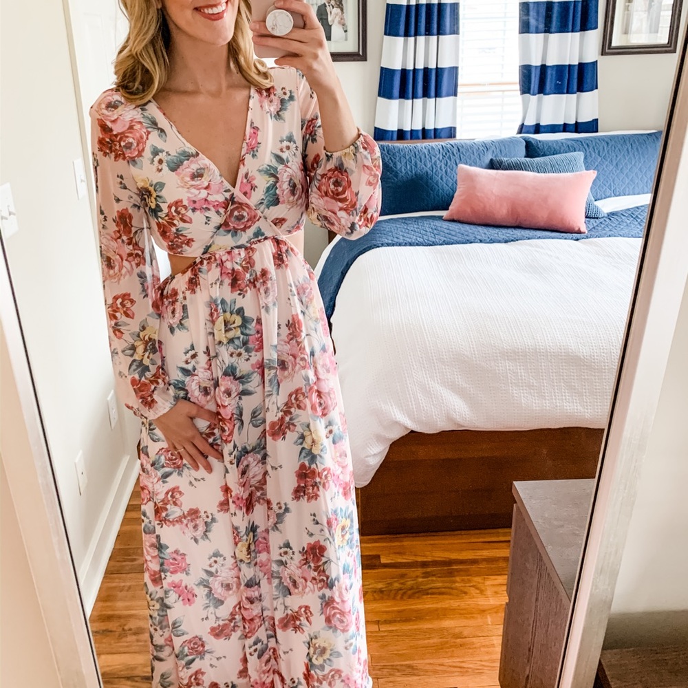 Charlotte Russe. Floral Long Sleeve Maxi Dress.